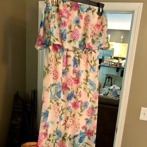 Strapless floral maxi dress
